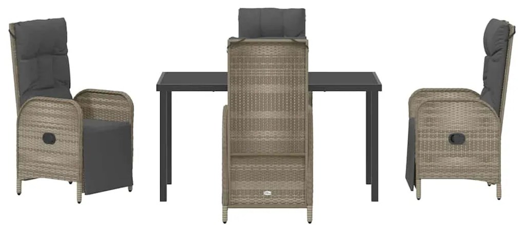 Conjunto de Jantar de Jardim com 5 Peças e Almofadas, Rattan Sintético