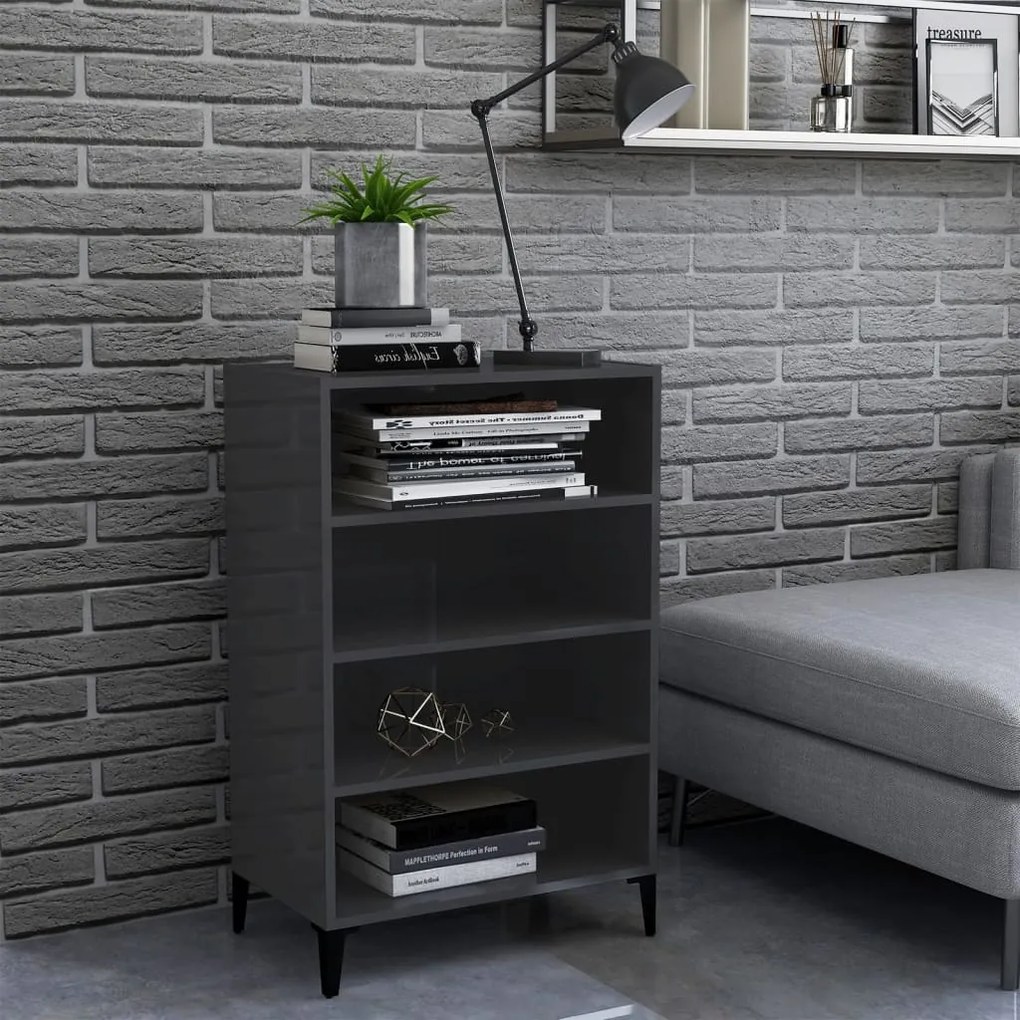 vidaXL Aparador 57x35x90 cm derivados de madeira cinza brilhante