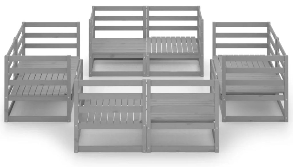 8 pcs conjunto lounge de jardim pinho maciço cinzento