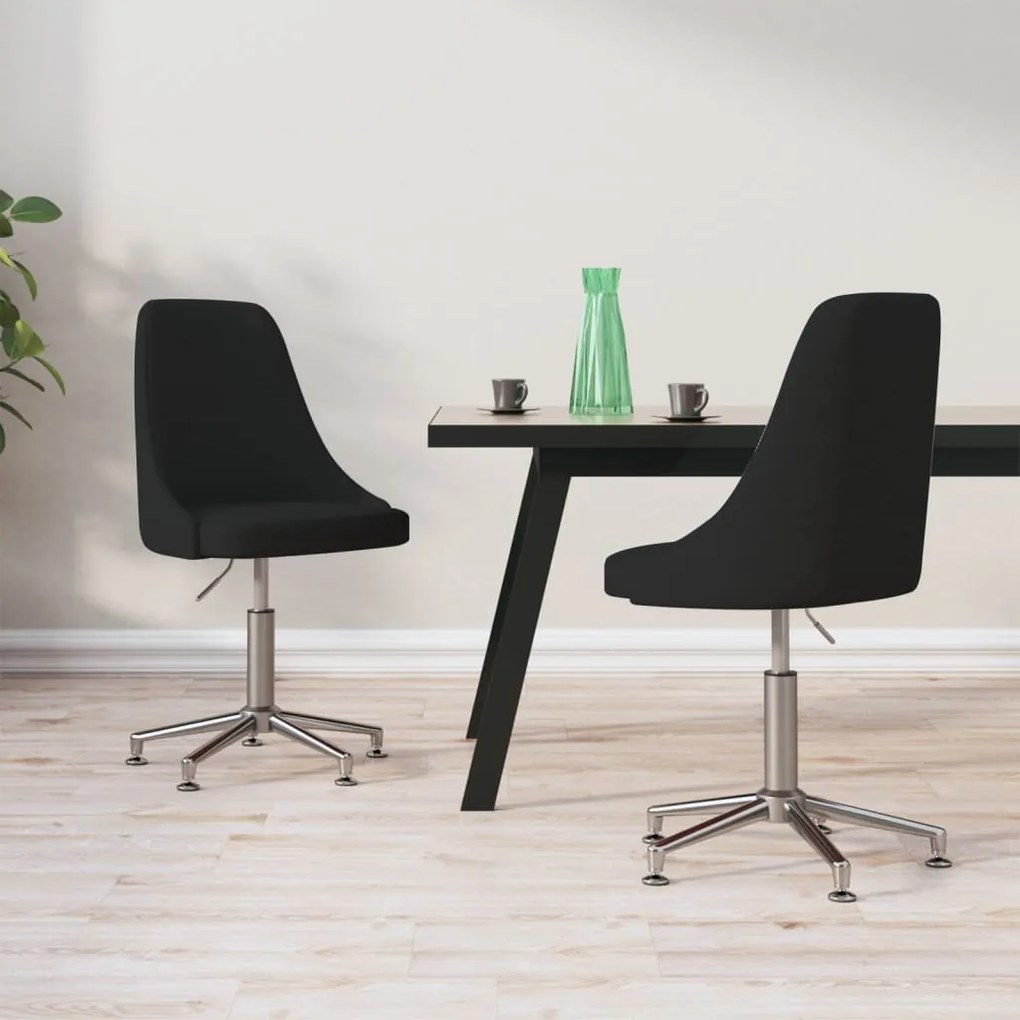 vidaXL Cadeiras de jantar giratórias 2 pcs tecido preto