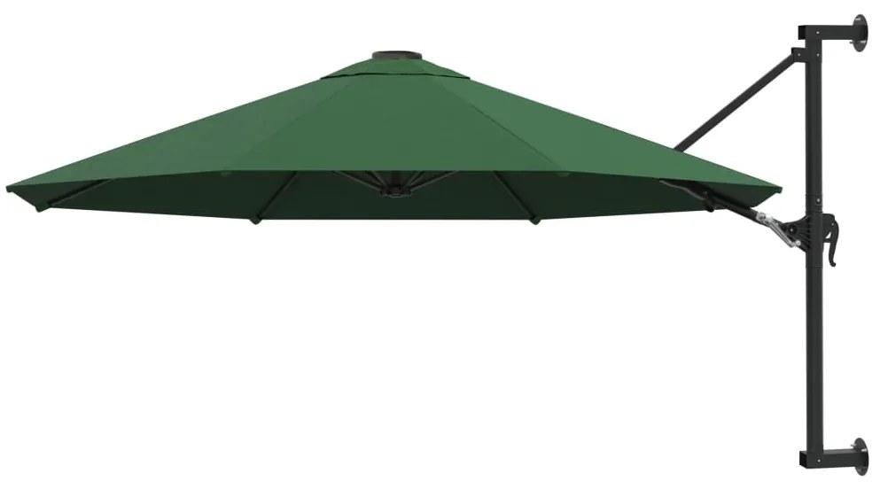 Guarda-sol de montar na parede com mastro metálico 300 cm verde