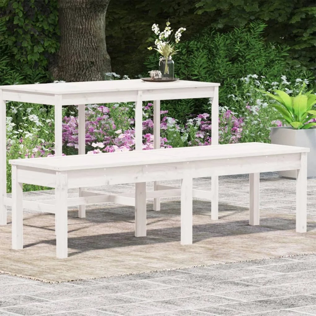 Banco de jardim c/ 2 lugares 159,5x44x45 cm pinho maciço branco