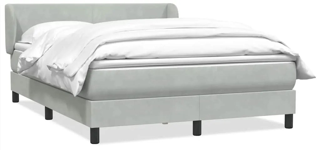 vidaXL Cama com molas/colchão 160x210 cm veludo cinzento-claro
