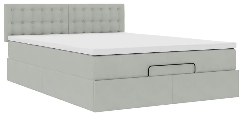 Estrutura de cama otomana com colchão 140x190 cm cinzento claro