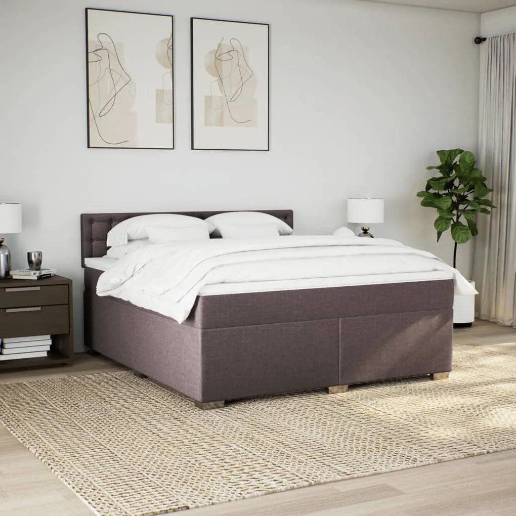 Cama com molas/colchão 180x200 cm tecido castanho-escuro