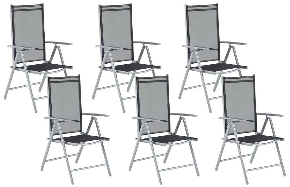 Conjunto de 6 cadeiras de jardim pretas em alumínio cinzento CATANIA Beliani