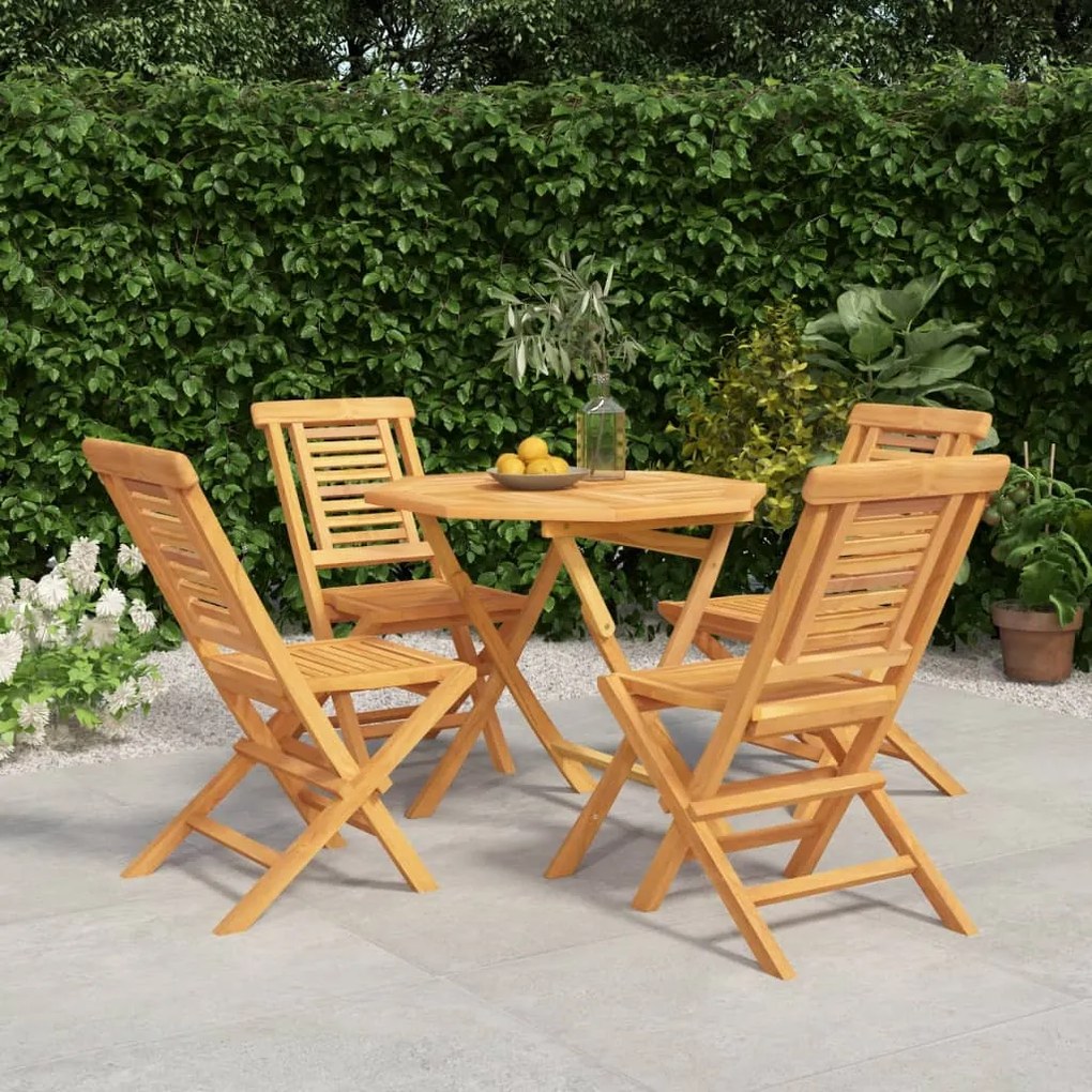 vidaXL 5 pcs conjunto de jantar p/ jardim madeira de teca maciça
