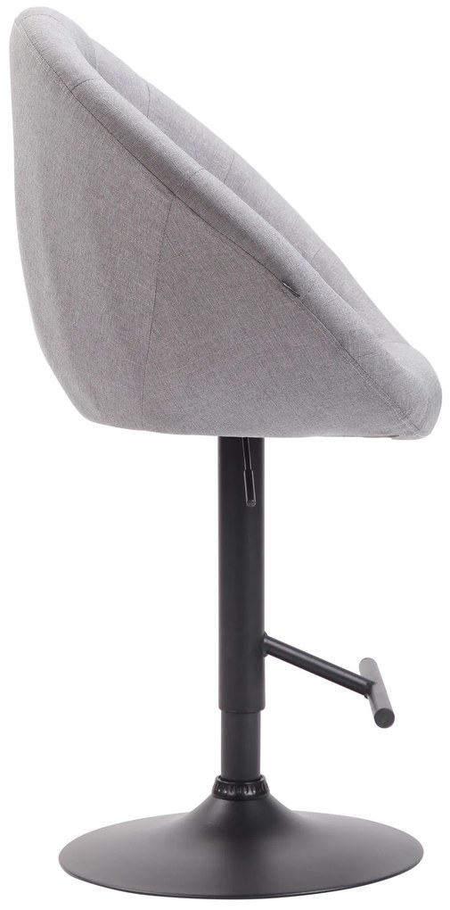 Banco de bar London em tecido e com estrutura preta 65 x 107-128 x 57 cm Cinzento