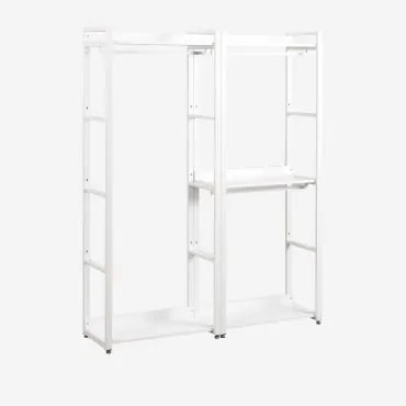Armário Modular Aberto De 2 Peças Com Cabideiro Em Aço E Mdf Ariaster Branco - Sklum