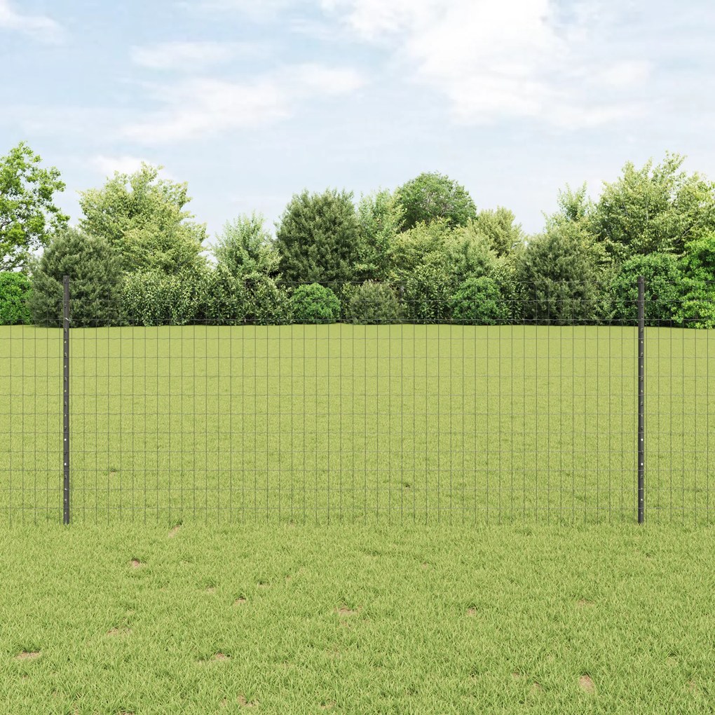 Cerca Euro com 22 Postes Cinza 1x25 m Aço