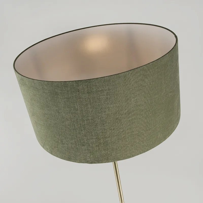 Candeeiro de pé em latão com abajur verde 50 cm - Kaso Moderno