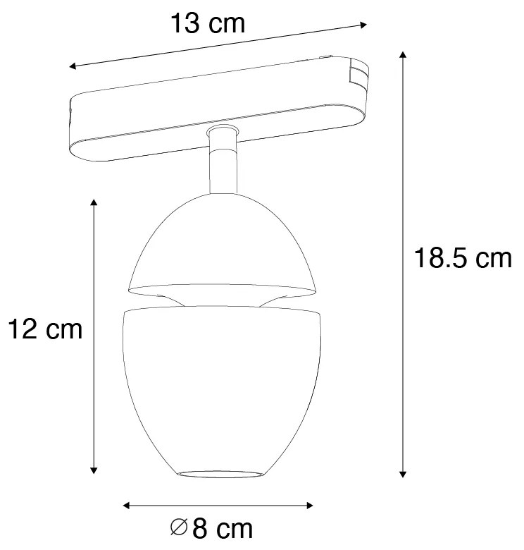 Foco Moderno Preto para Sistema de Trilho Monofásico c/ LED - Magnetic Eggy