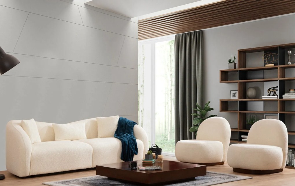 Sofá de 3 Lugares Venedik – Creme – 236 cm x 76 cm x 91 cm