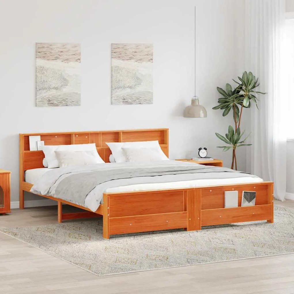 vidaXL Estrutura da Cama com cabeceira Castanho-mel 180 x 200 cm