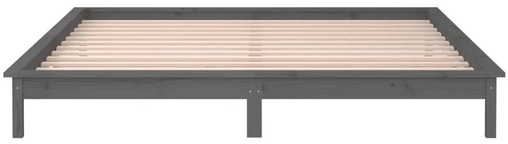 Estrutura de cama com LEDs 120x200cm madeira maciça cinzento