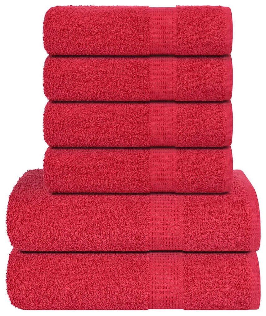 6pcs Conjunto toalhas banho 360 gsm 100% algodão vermelho