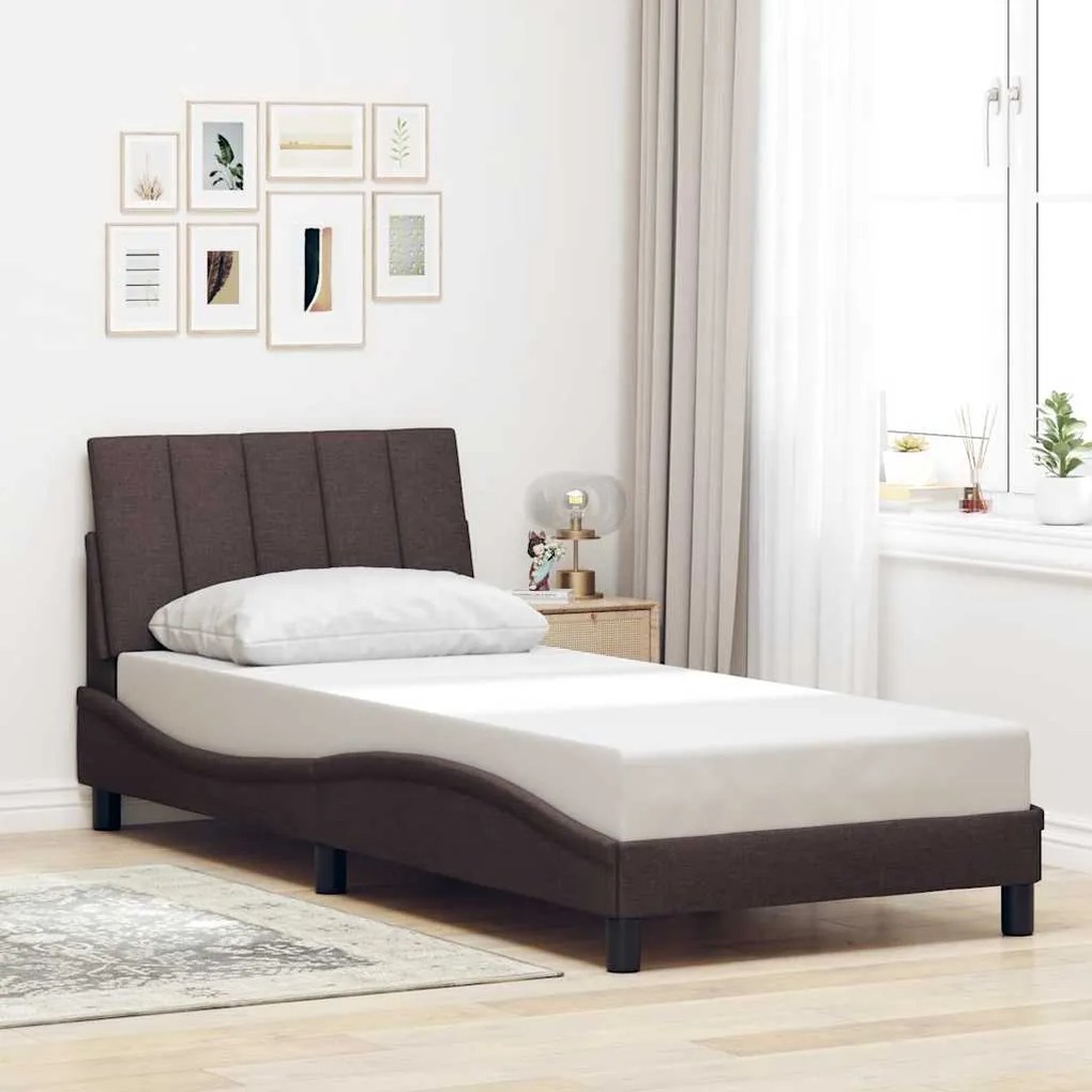 vidaXL Estrutura de cama sem colchão Hanko 90x190 cm tecido castanho-escuro
