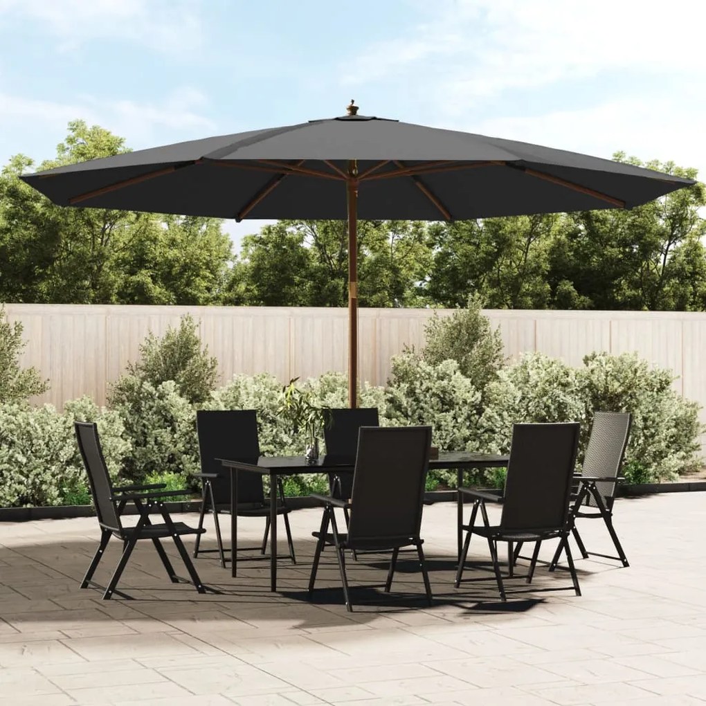 vidaXL Guarda-sol de jardim com poste de madeira 400x273 cm antracite
