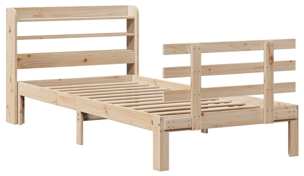 Estrutura de cama com cabeceira 100x200cm pinho maciço