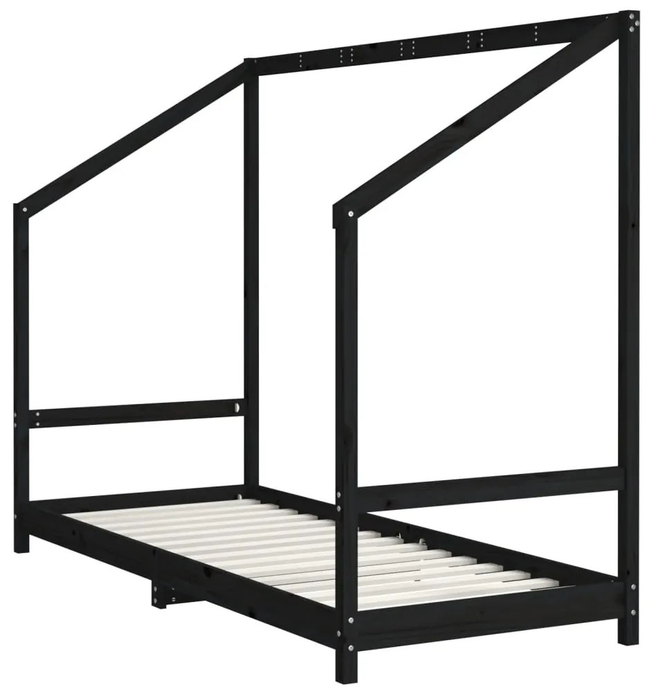Estrutura de cama infantil 80x200 cm pinho maciço preto