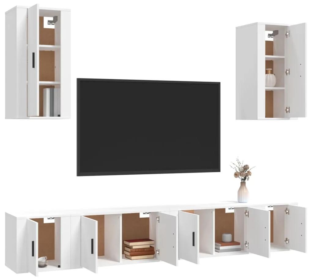 Conjunto móveis de TV 6 pcs madeira processada branco