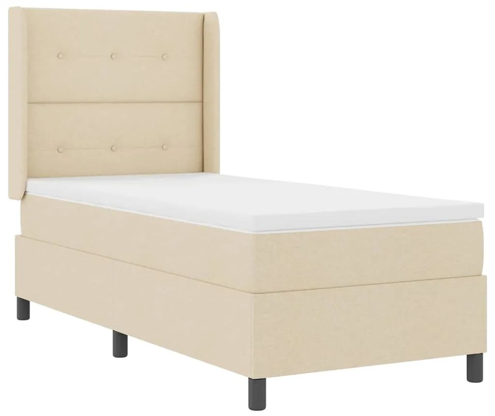 Cama Box com Colchão e LED Creme 100x200 cm - Tecido