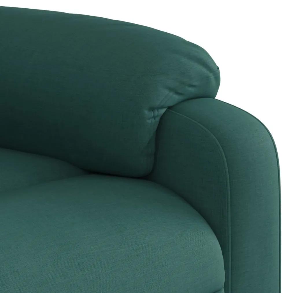 Poltrona reclinável elevatória de massagens tecido verde-escuro