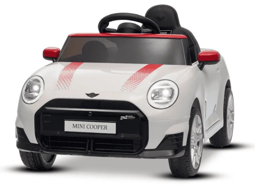 Carro elétrico para crianças 12V Mini Cooper MP3 Player com Controlo remoto, bateria de Lítio Licença Original Branco