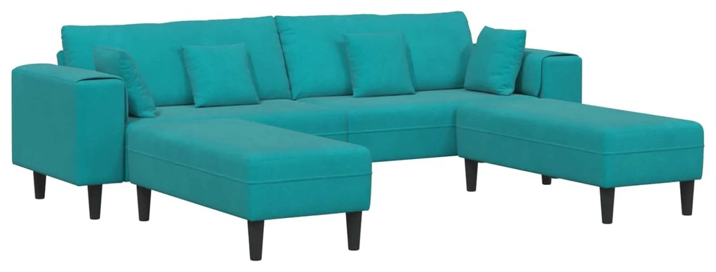 vidaXL Sofá com almofada 3 pcs Turquesa Veludo