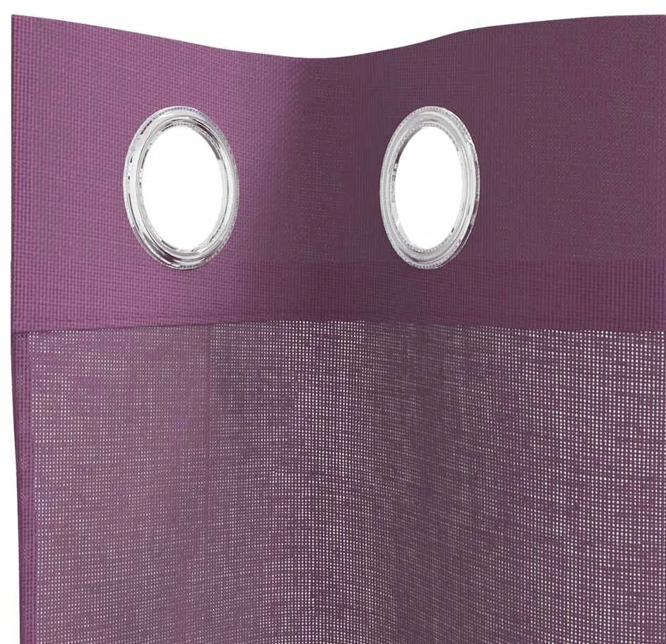 Cortinas de voile com ilhós 2 pcs roxo 140x300 cm