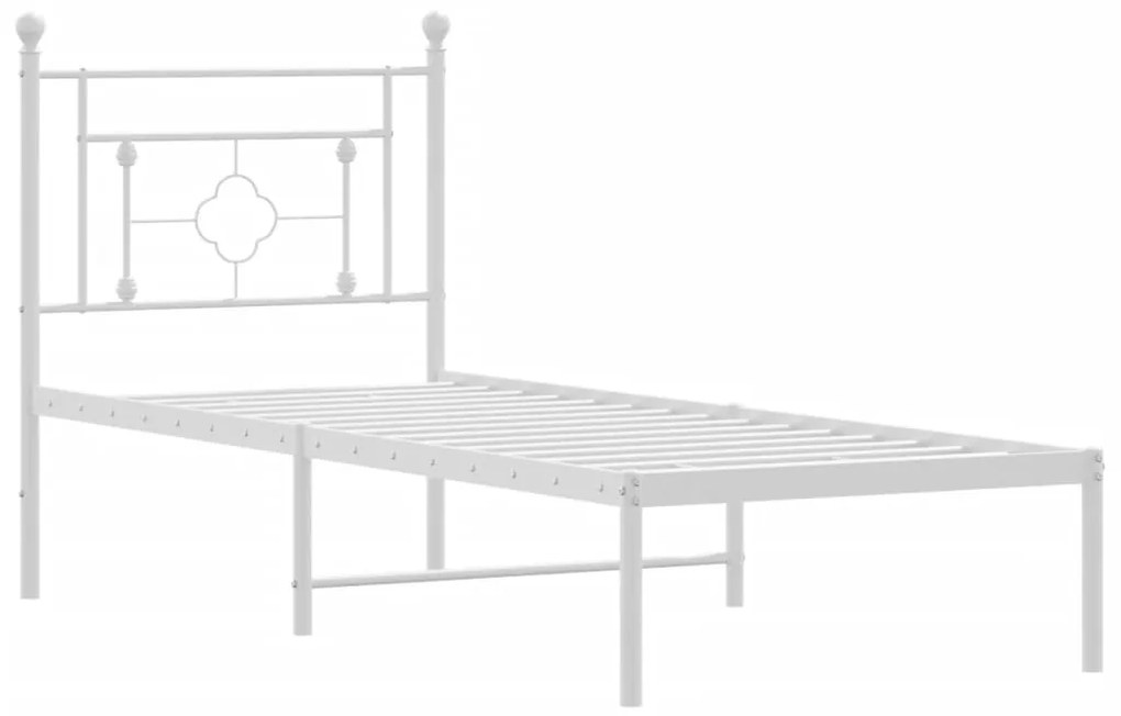 Estrutura de cama com cabeceira 75x190 cm metal branco