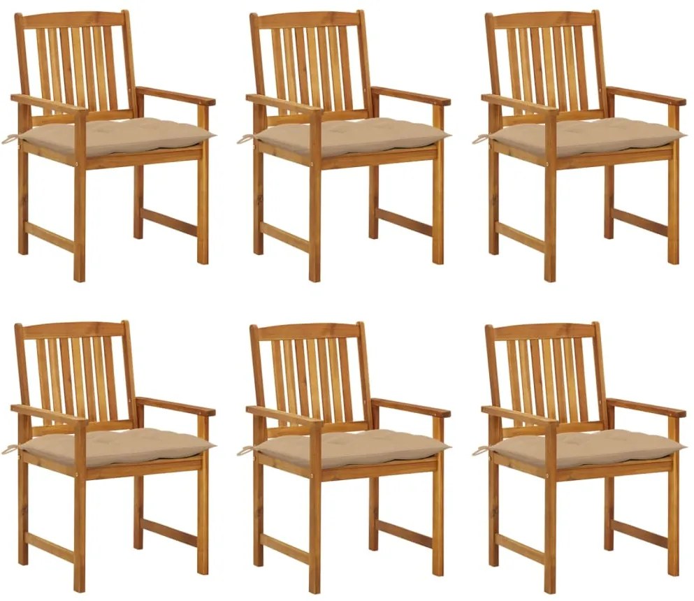 Cadeiras de jardim com almofadões 6 pcs acácia maciça