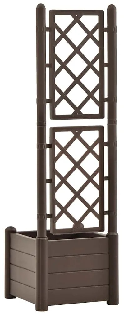 Vaso/floreira de jardim com treliça 43x43x142 cm PP cor moca