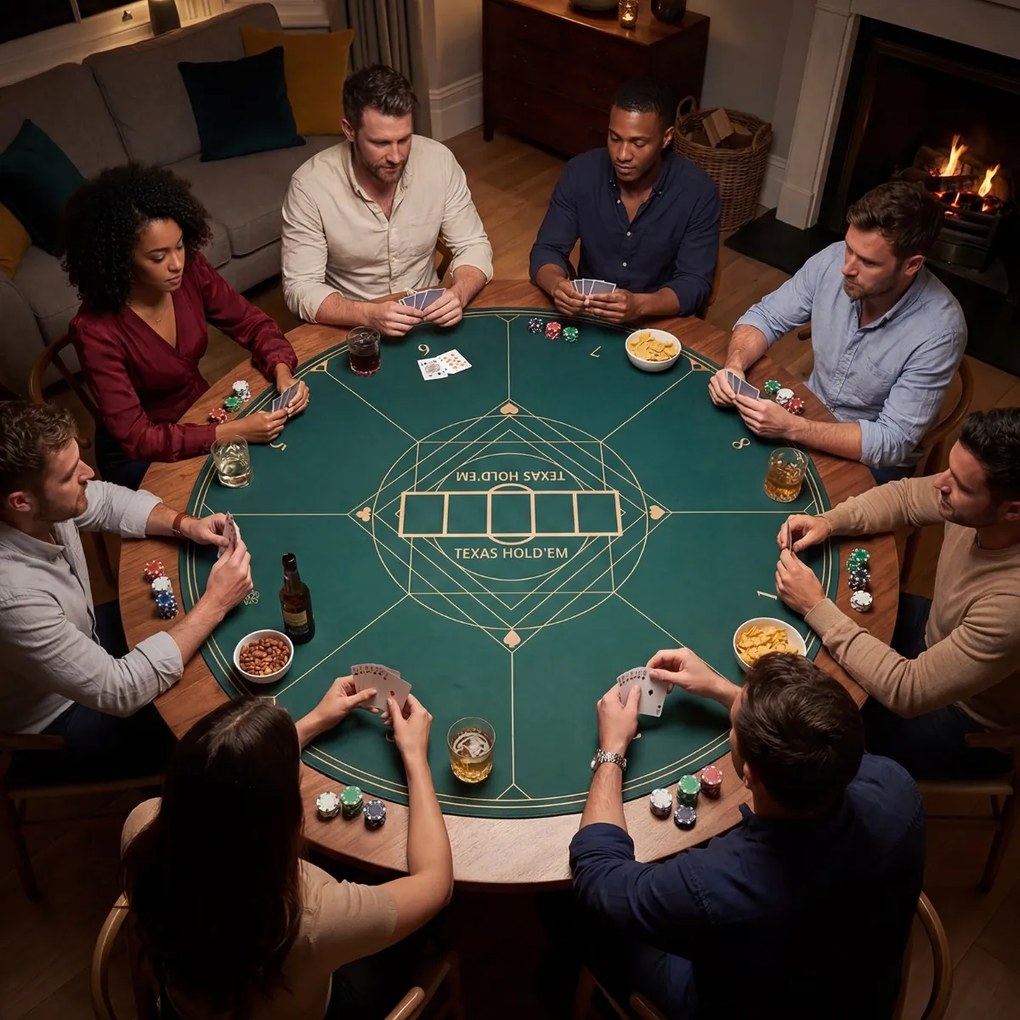 Tapete de póquer redondo 100 cm para Texas Hold'em com base em borracha antiderrapante, dobrável, com bolsa de transporte para 8 jogadores, verde