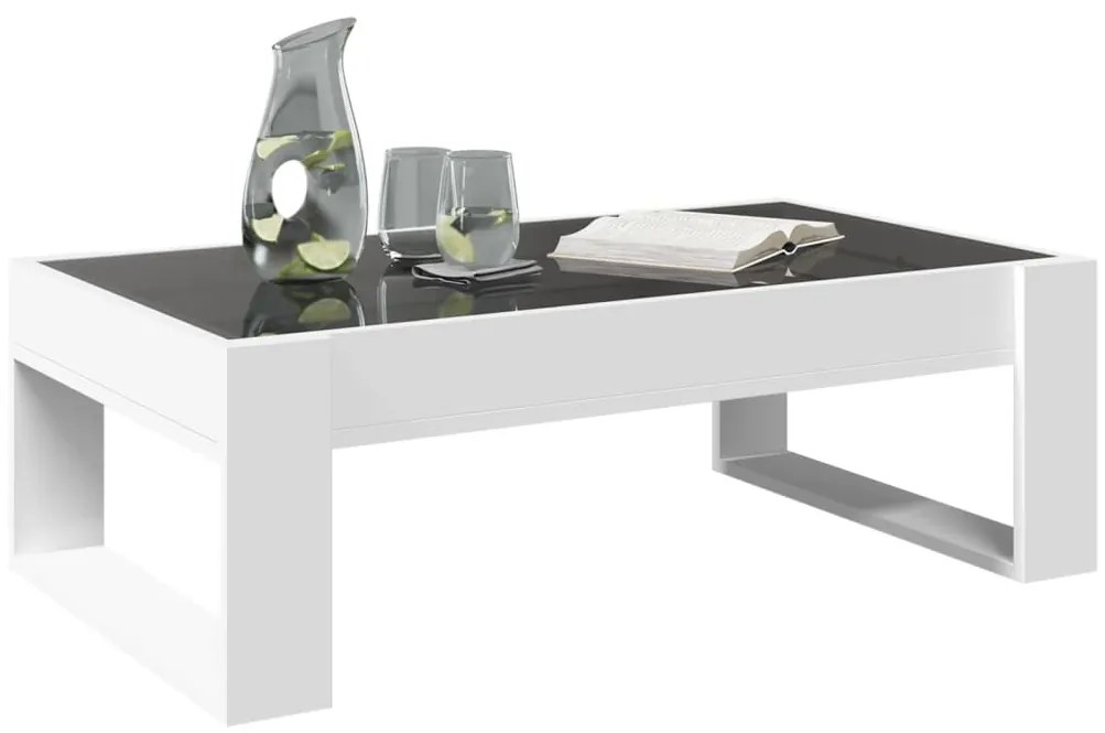 Mesa de centro luzes LED Infinity 90x53x30 cm branco