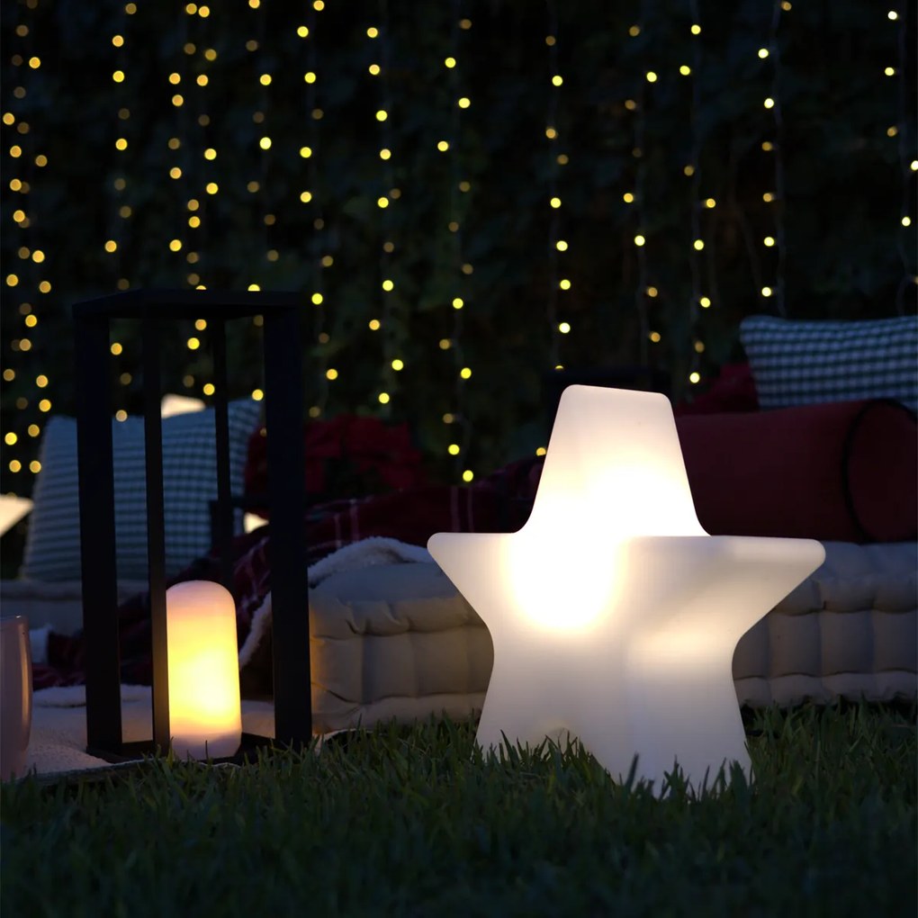 Candeeiro de Pé de Natal Branco 45cm com LED RGBW Solar Recarregável - Nova