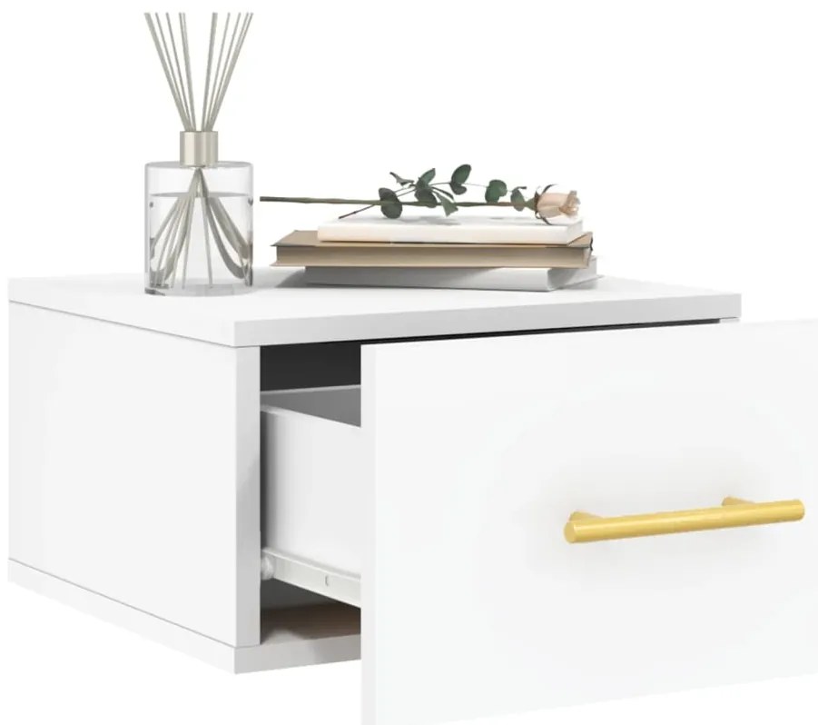 Mesas de cabeceira montagem na parede 2 pcs 35x35x20 cm branco