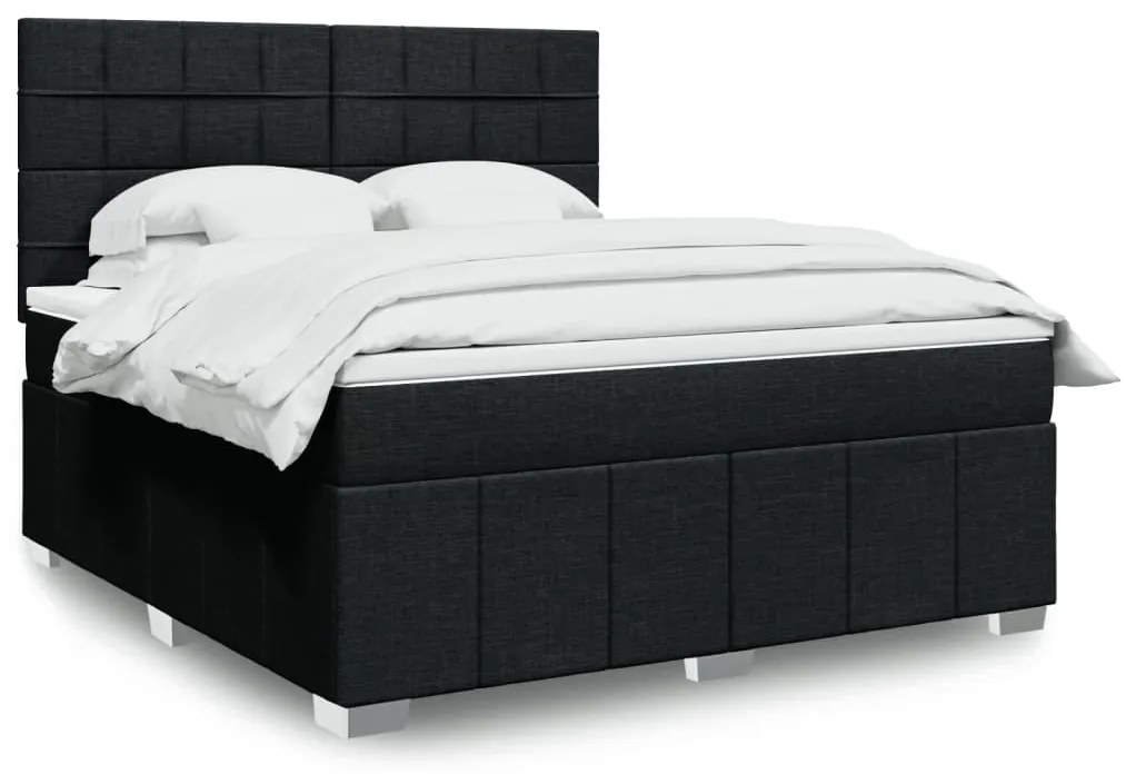 vidaXL Cama com molas/colchão 180x200 cm tecido preto