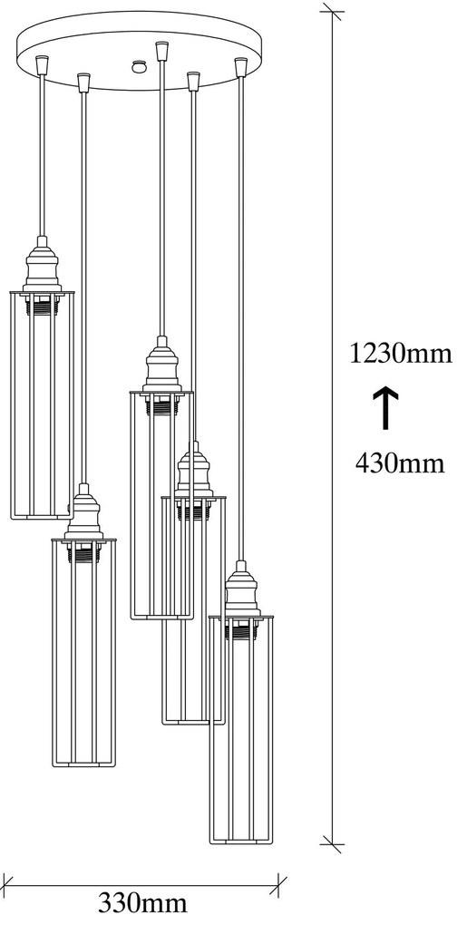Chandelier Zumra – Preto – 33 cm de Diâmetro x 123 cm de Altura