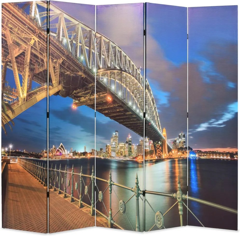 Biombo Dobrável Estampado da Ponte do Porto de Sydney 200x180 cm