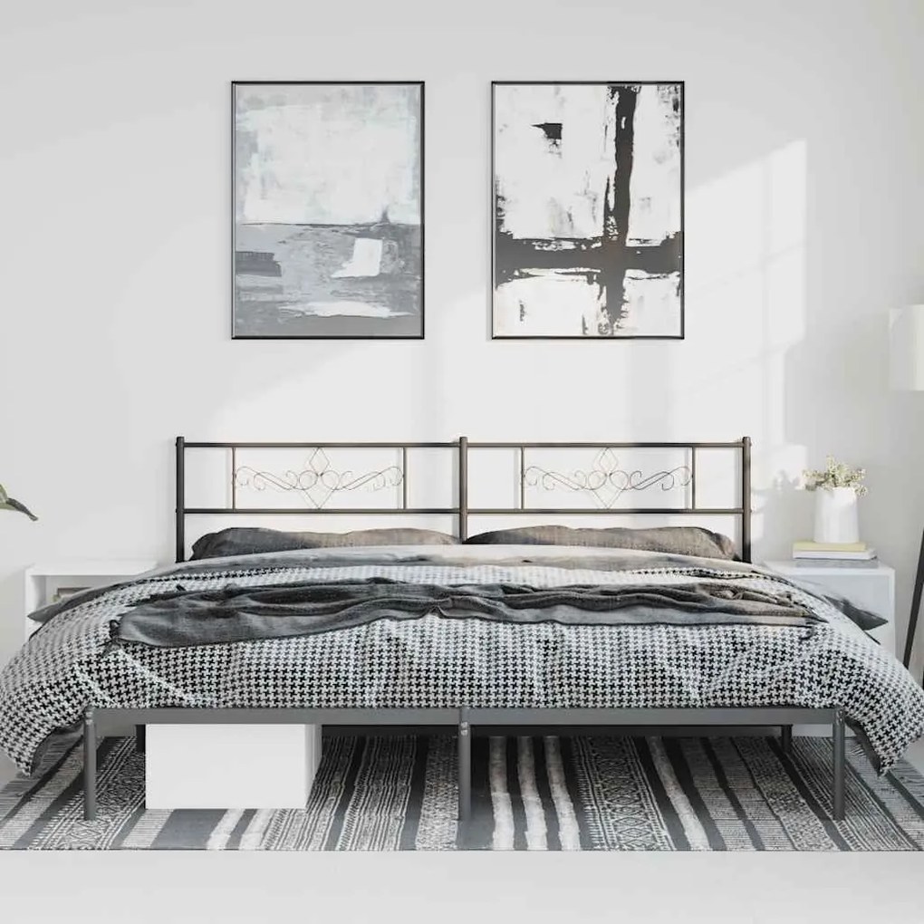 Estrutura de cama com cabeceira 193x203 cm metal preto