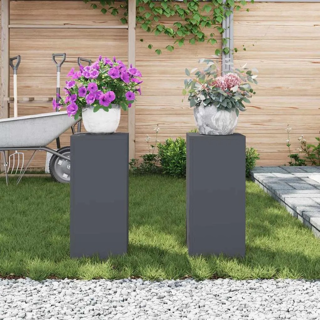 Suportes de Plantas para Exteriores Pilar 2 pcs Antracite 24x24x55 cm