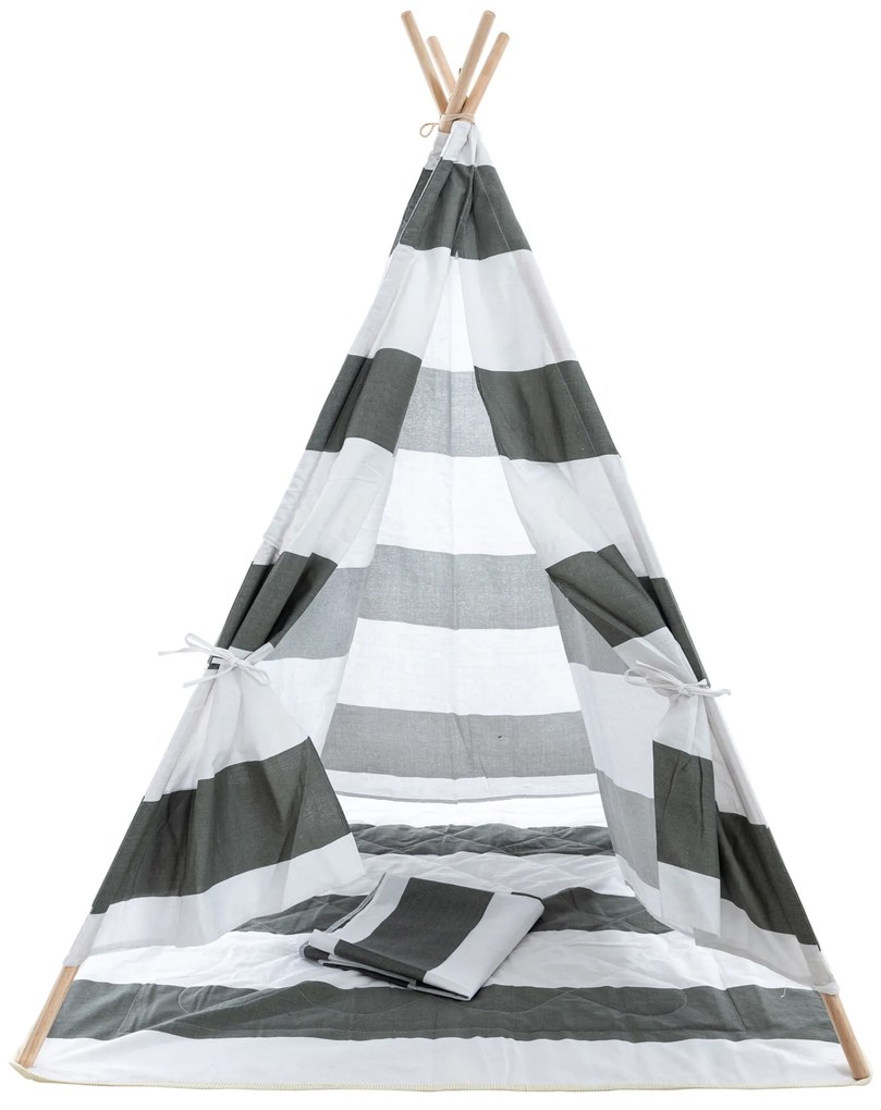Tenda de brincar Esna às riscas 155 x 120 x 120 cm Cinzento