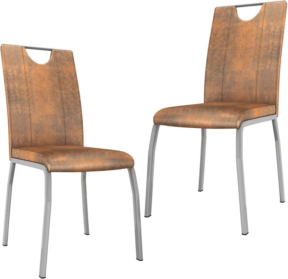 Cadeiras de jantar 2 pcs couro artificial castanho camurça