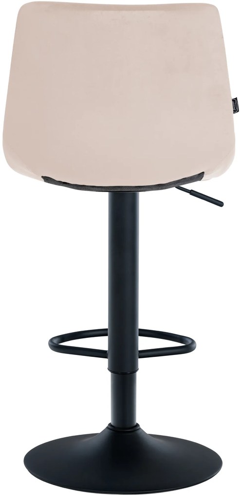 Banco de bar Jerry em veludo com estrutura preta 87-108,5 x 43 x 46,5 cm Bege
