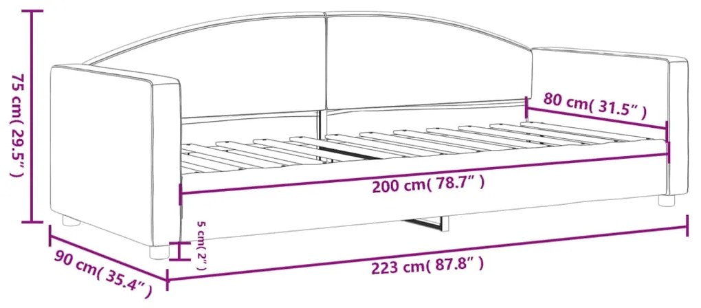 Sofá-cama 80x200 cm tecido cinzento-escuro