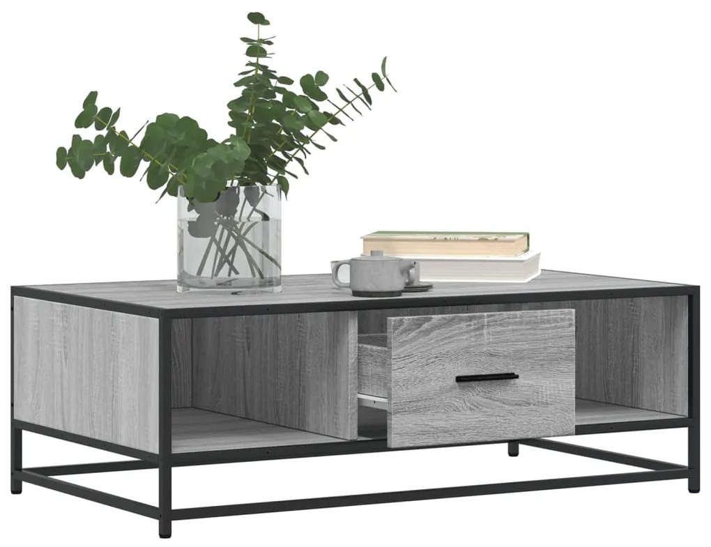 Mesa de centro 100x57x35cm deriv. madeira/metal cinzento sonoma