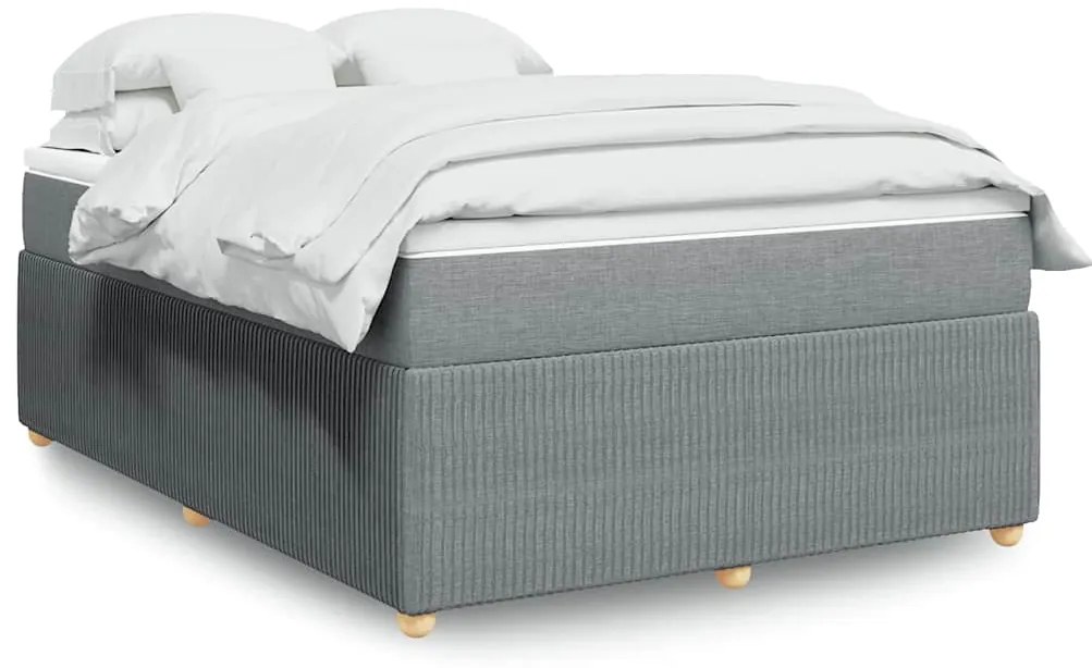 vidaXL Cama com molas/colchão 160x200 cm tecido cinzento-claro
