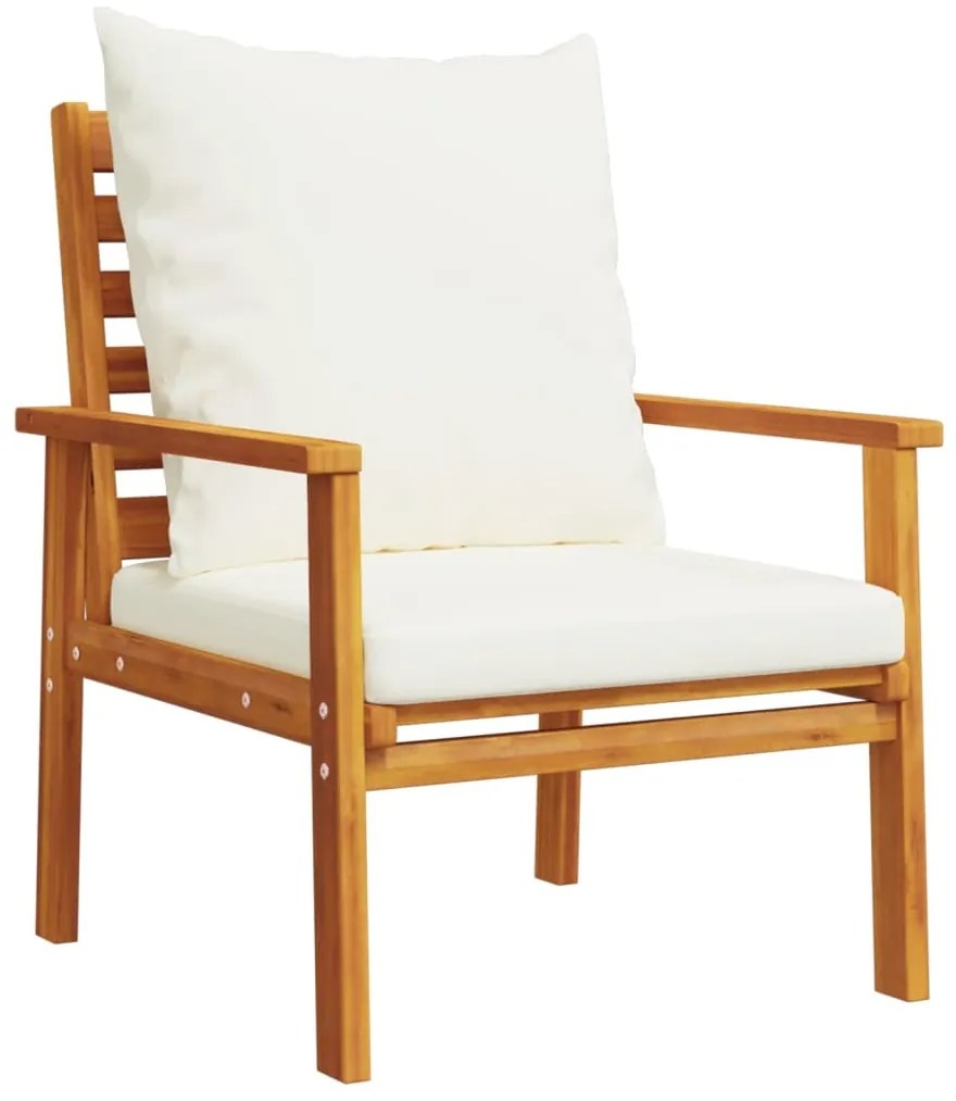 3 pcs conjunto lounge de jardim c/ almofadões acácia maciça