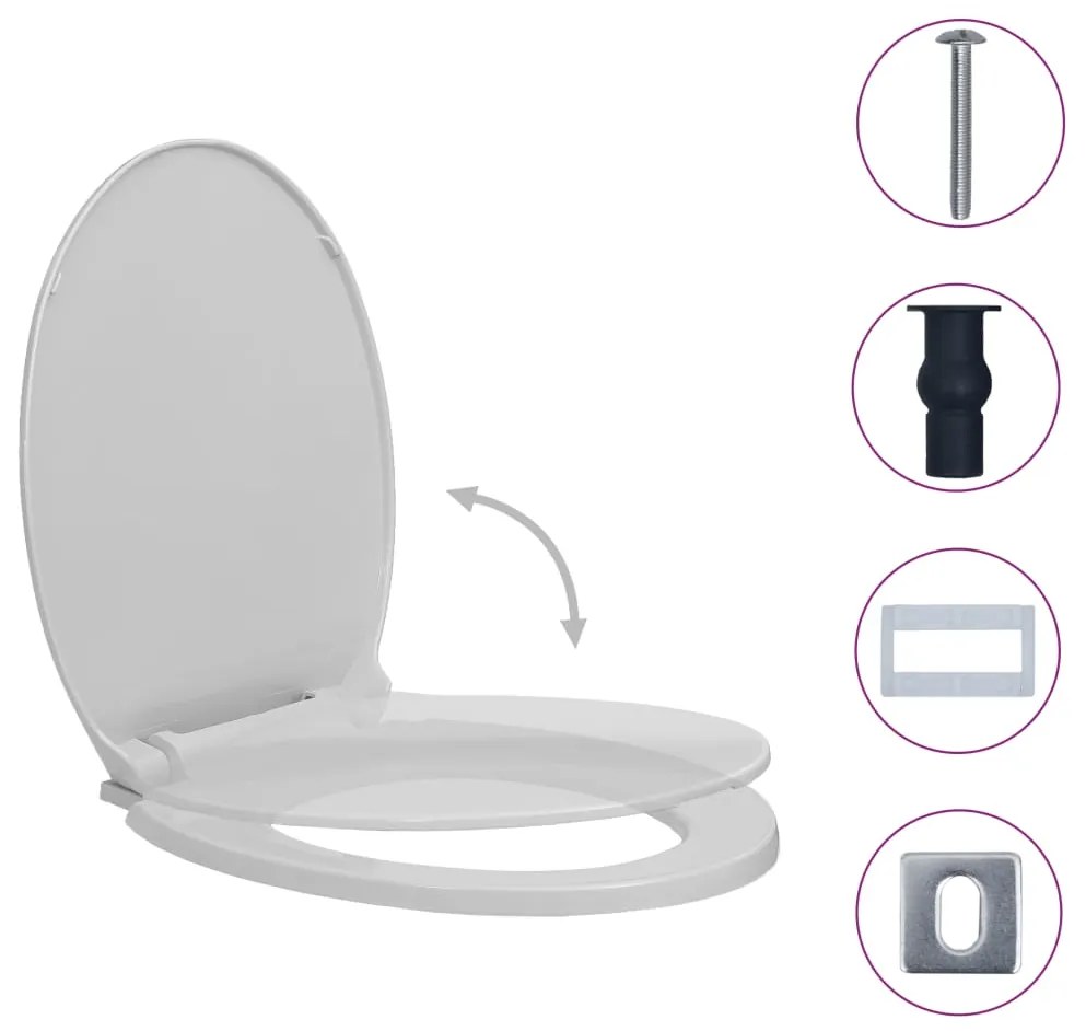 Tampo sanita oval fecho suave e remoção rápida cinzento-claro